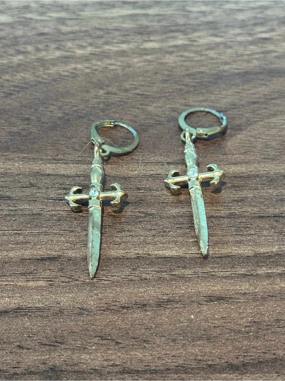 Gold Dagger Drop Hoop Earrings - Women Jewelry Earrings